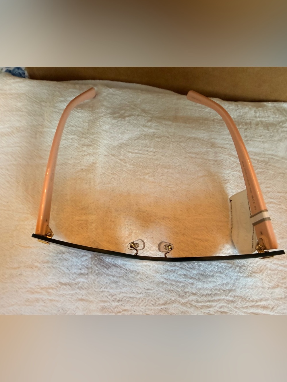 Oscar de la Renta Pink Frame Brown Lens Rimless Sunglasses - Picture 3 of 4